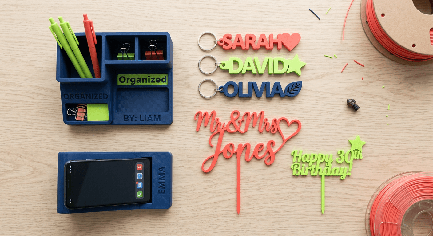 Chaveiros e brindes personalizados impressos em 3D